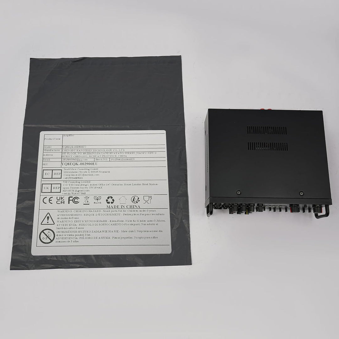 Bluetooth Audio Verstärker 2 x 200W, HiFi Stereo Leistungsverstärker mit USB/SD/MIC Eingang & FM Rad