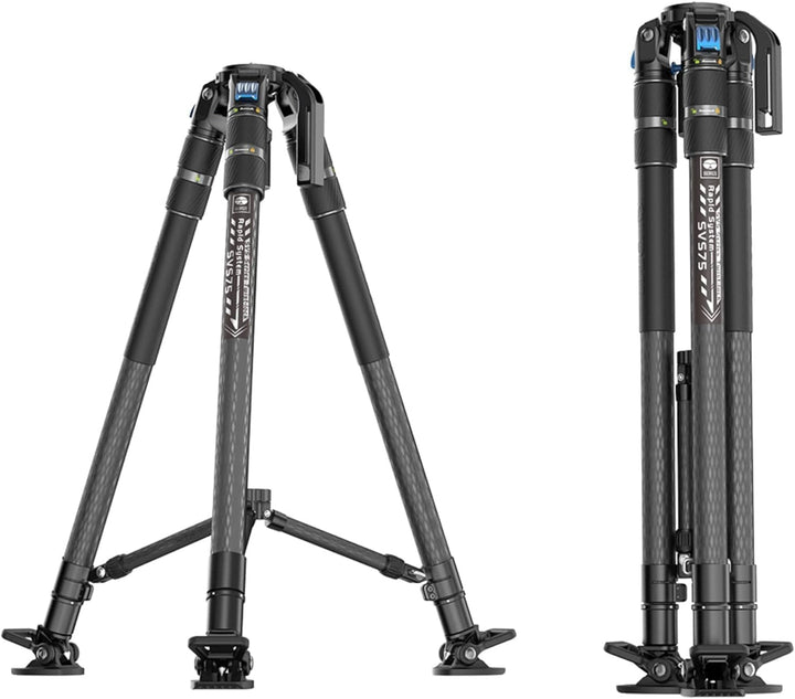 SIRUI SVS75 Rapid System Videostativ, Carbonfaser Stativ 155cm mit einstufiger Höhenverstellung, Mit