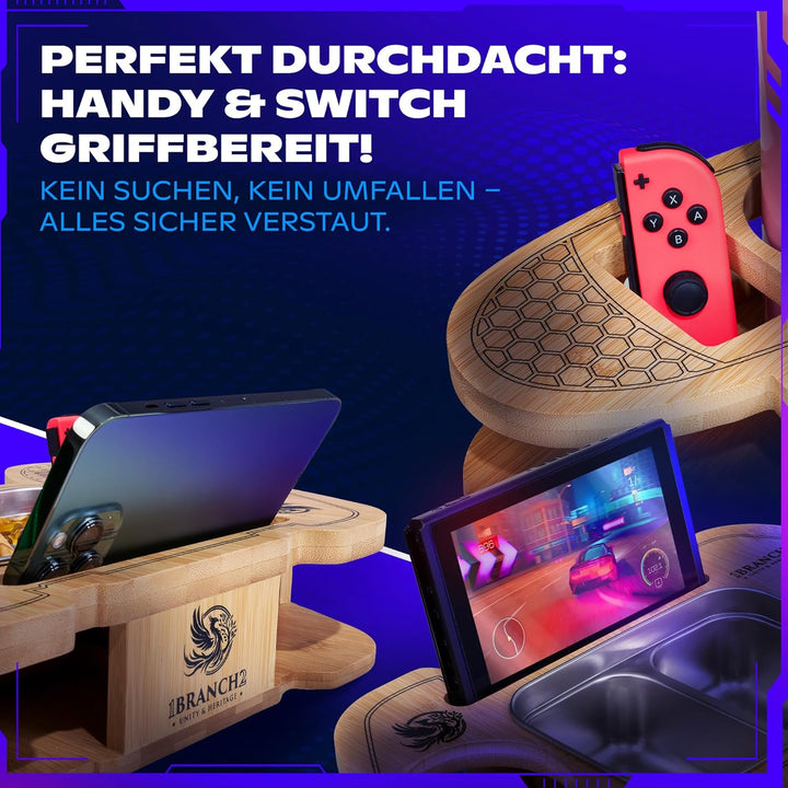 1BRANCH2 UNITY&HERITAGE SnackPad – Die Couchbar für Gamer im Controller-Design | Premium Bambus Snac