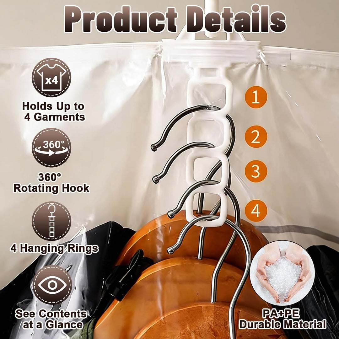 Hängend Vakuumbeutel für Kleidung Haken 6 Stück (110 x 67 cm) Vacuum Bags for Clothing Platz Vakuumb