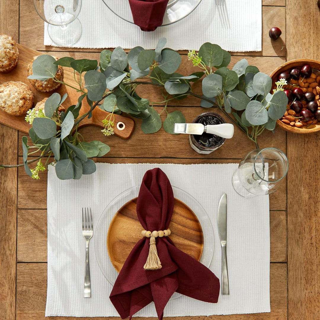 DII Basic Everyday Tischset aus 100% Baumwolle, gerippt, 33 x 48 cm, Weiss, 6 Stück Weiss/Opulenter