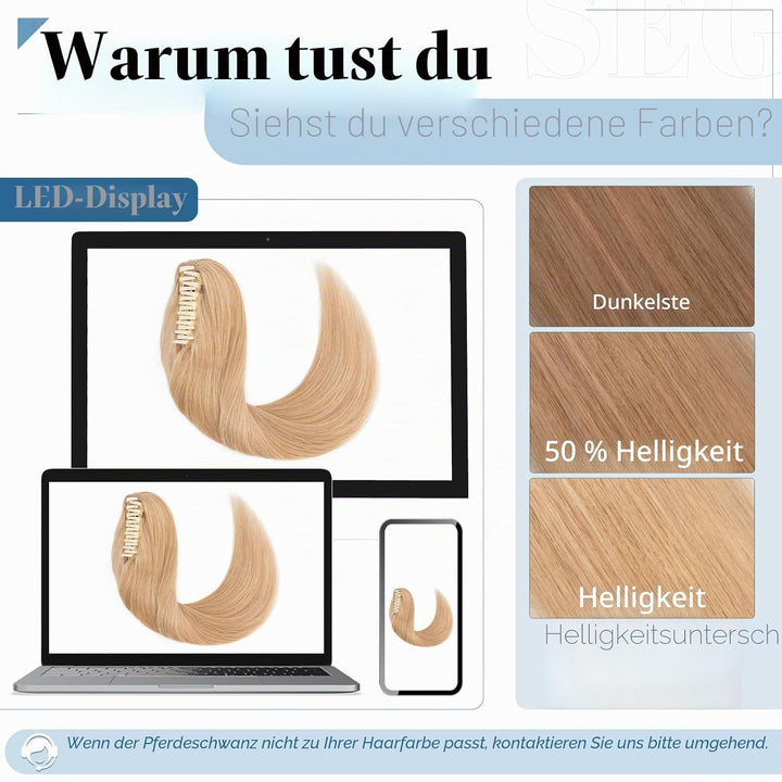 SEGO Ponytail Extension Echthaar Pferdeschwanz Zopf Clip in Haarteil Haarverlängerung 100% Remy Haar