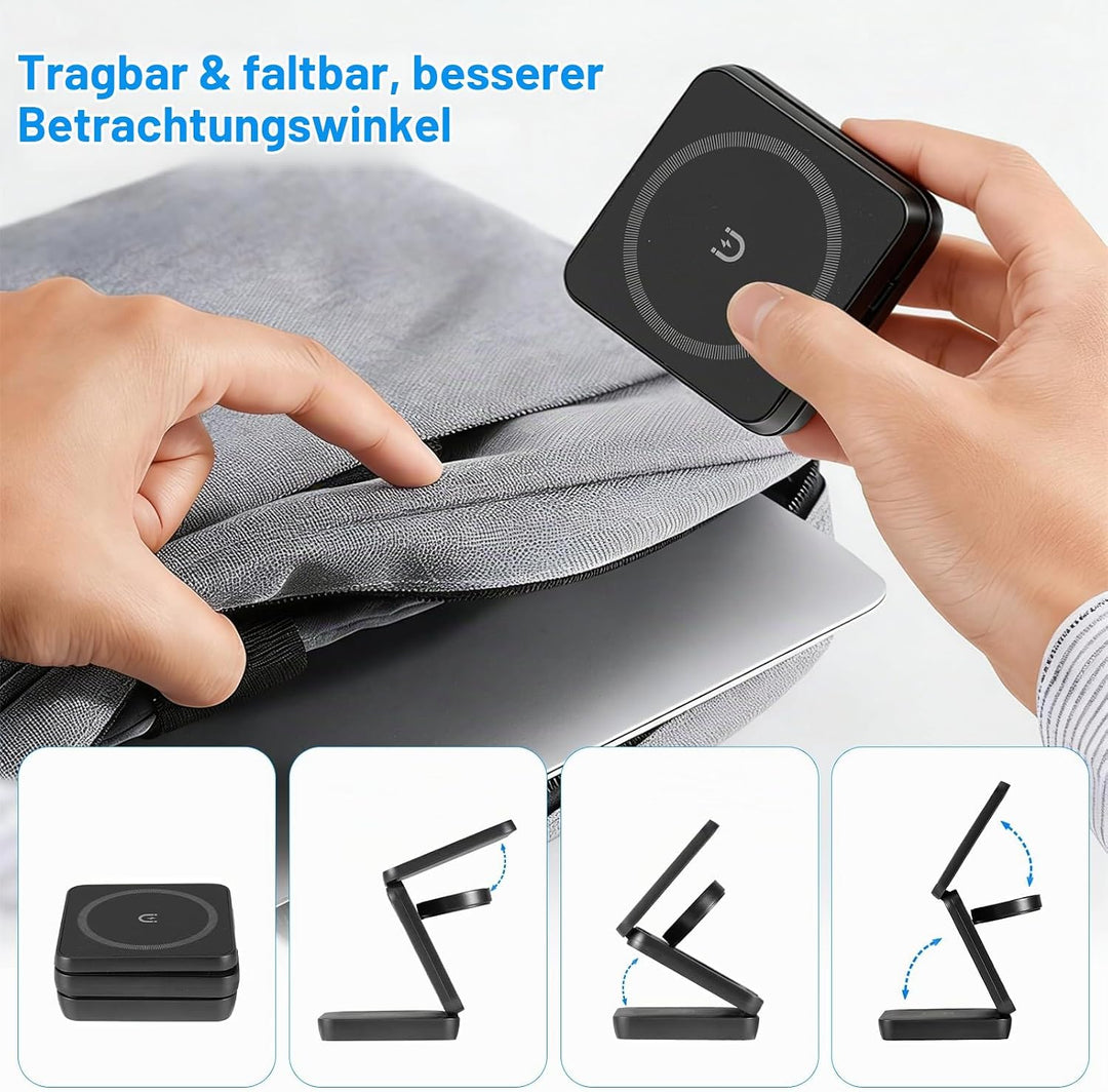 3 in 1 Faltbare Kabellose Ladestation Magsaf Induktive Ladestation für Appple Watch und Phone, Wirel