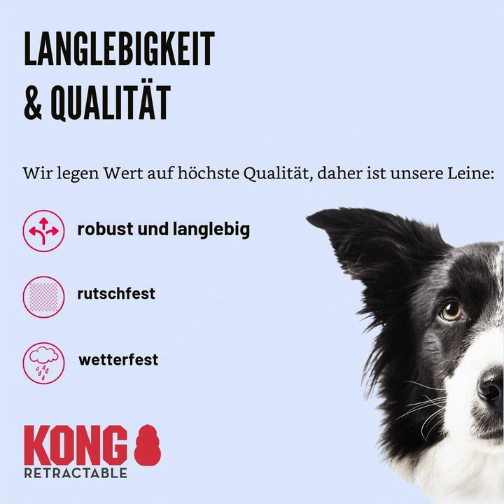 KONG ausrollbare Hundeleine "Trail" I hochwertige Rollleine mit Break & Lock System I lange Leine fü