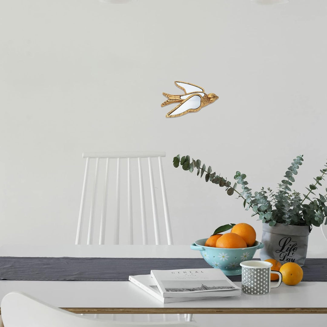FOMIYES Heimzubehör Wanddeko Metall Vogel Wanddeko Wandskulptur Harz Spiegel Wandschmuck Wandobjekt
