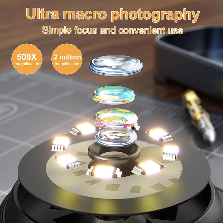 Handy-Mikroskop für Kinder, 2,0" IPS-Bildschirm 500X Tragbares Taschenmikroskop, Lupe Mikroskope, Mi