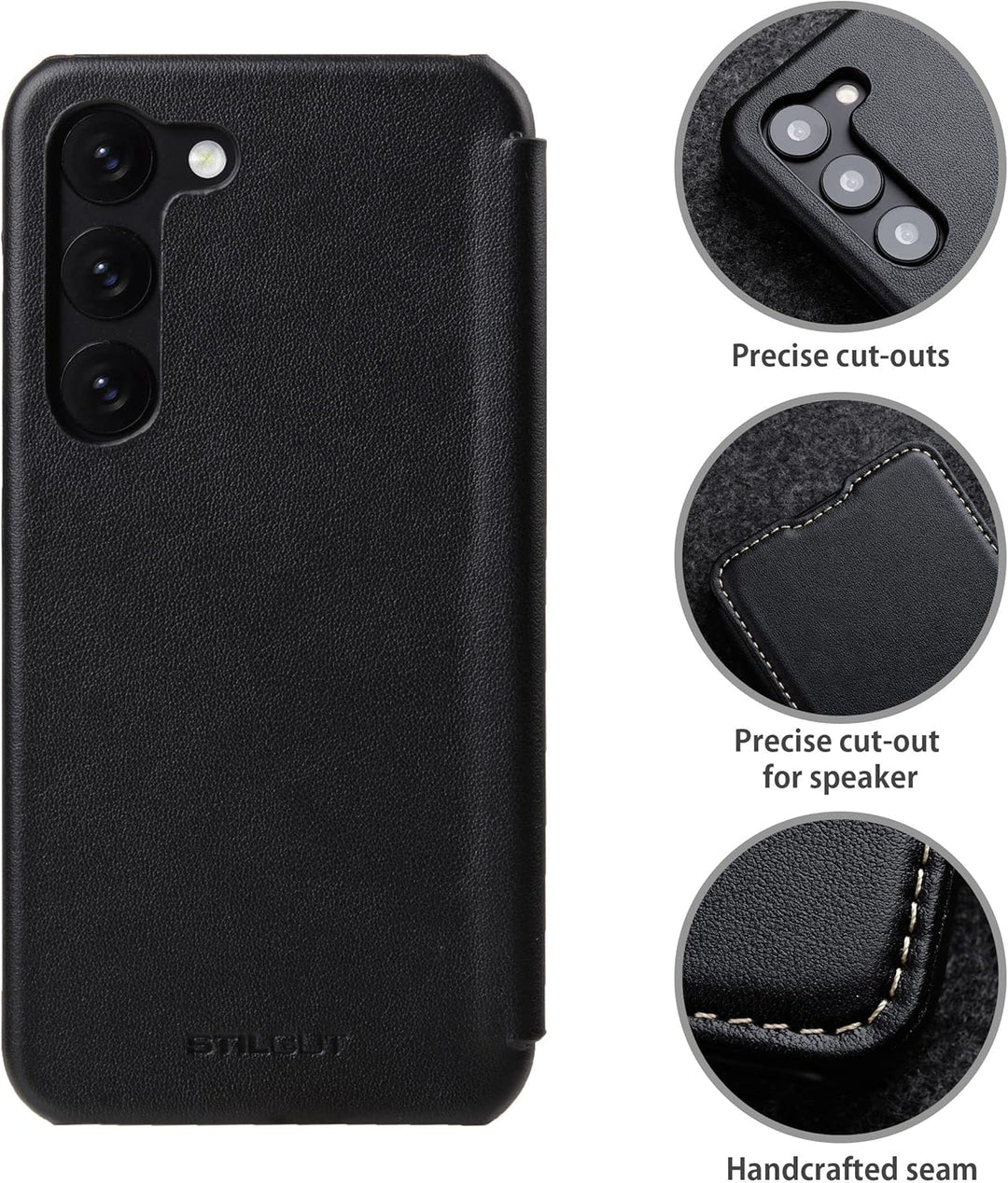 STILGUT Book Case kompatibel mit Samsung Galaxy S23 Hülle aus Leder, Lederhülle, Klapphülle, Handyhü