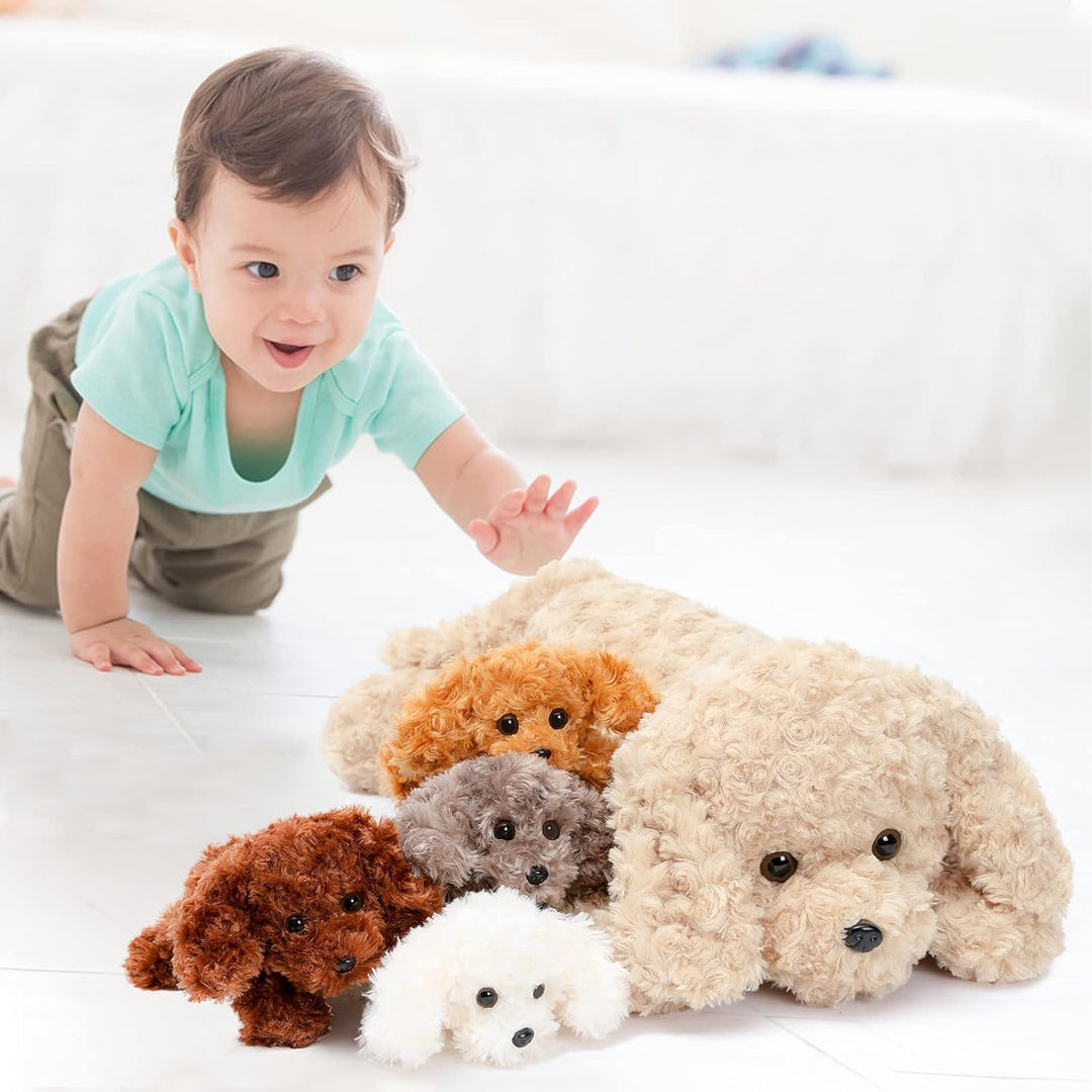 MorisMos Hund Kuscheltier XXL mit 4 Babys im Bauch, gross Hund Plüschtier Stofftier Kuscheltiere, ri