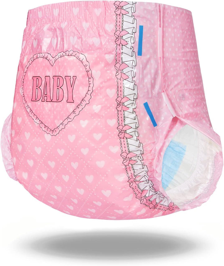 LittleForBig Erwachsenen Gedruckten Windeln 10 Stück - Blushing Baby (Large 36"-46") Rosa L, Rosa L