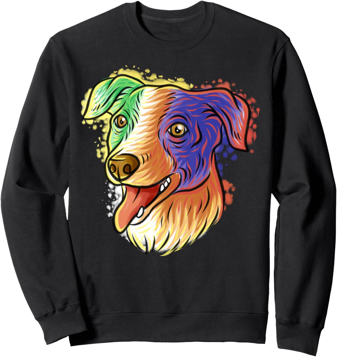 Buntes Pop Art Porträt Jack Russell Terrier Hund Mama Papa Sweatshirt