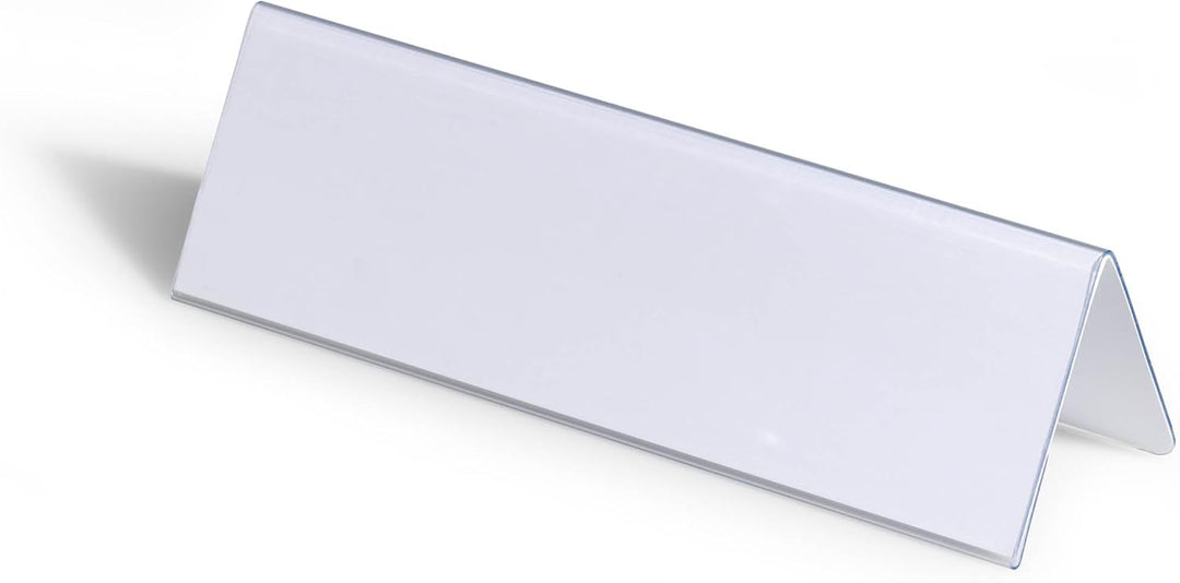 Durable Tischnamensschild 61/122 x 210 mm, transparent mit weisser Papiereinlage, 25 Stück, 805219,