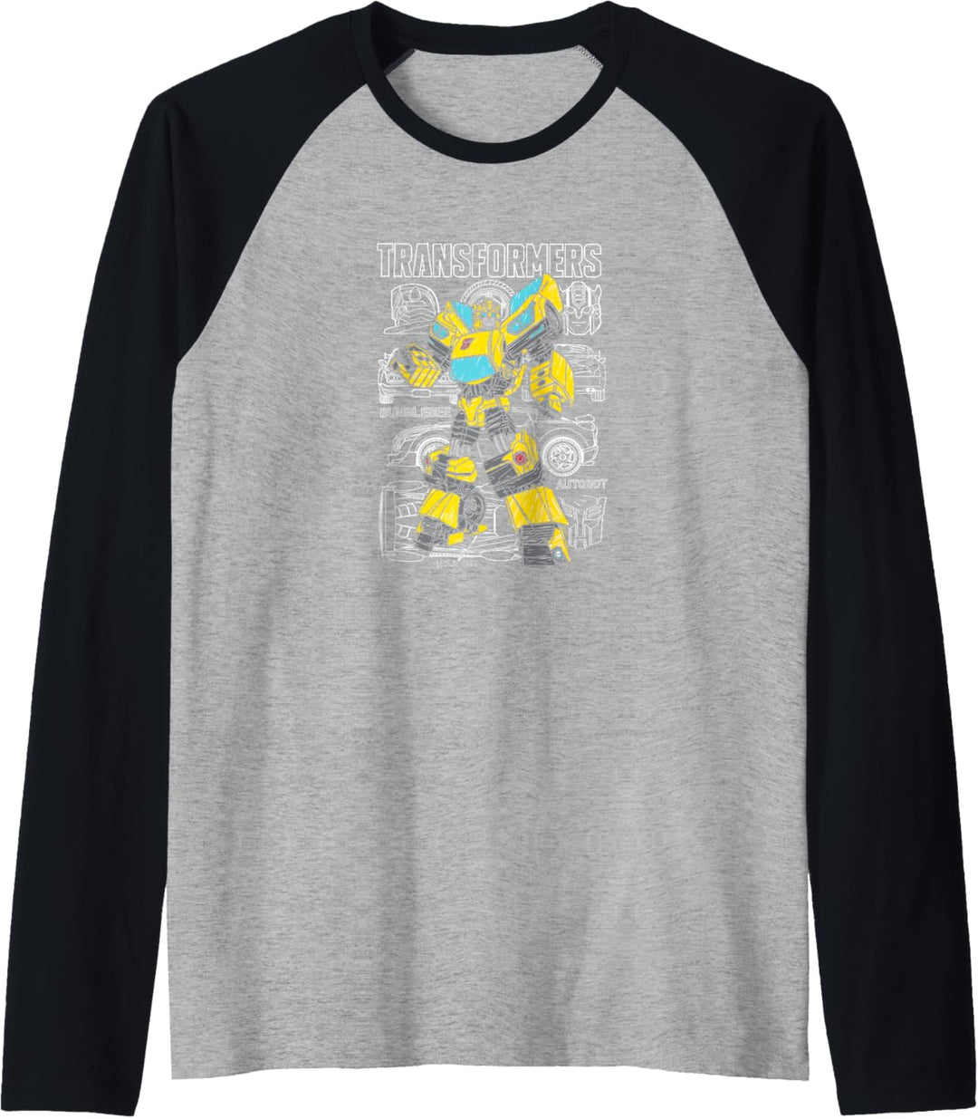 Transformers Bumblebee Doodled Background Raglan