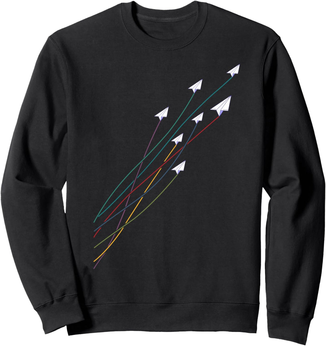 Papier Flugzeug fliegen Farben Papier Flugzeug Origami Sweatshirt