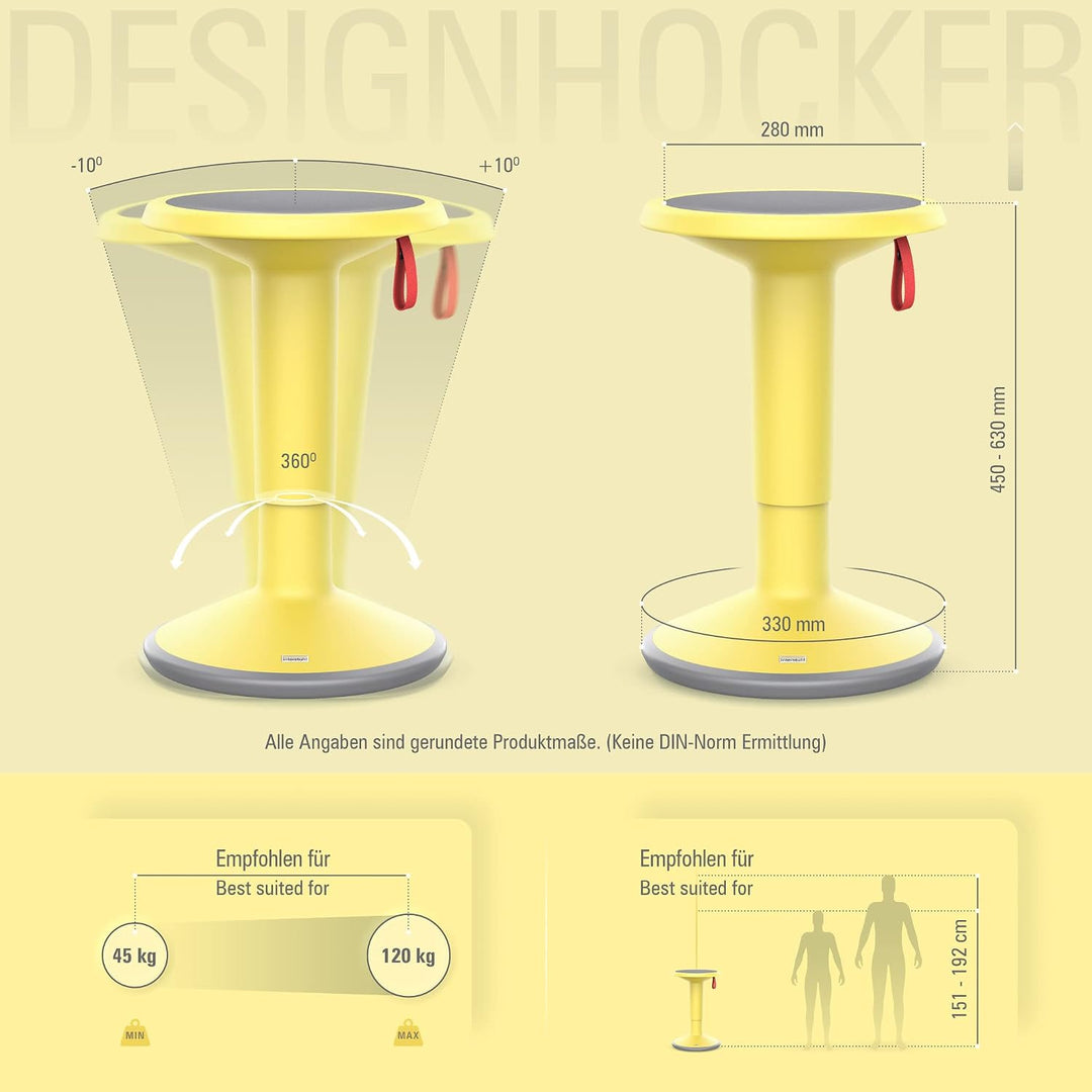 Interstuhl UPis1 - ergonomischer Sitzhocker mit Schwingeffekt - höhenverstellbar - Hocker mit rutsch
