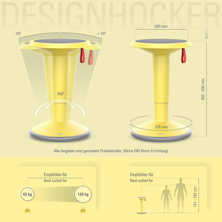 Interstuhl UPis1 - ergonomischer Sitzhocker mit Schwingeffekt - höhenverstellbar - Hocker mit rutsch