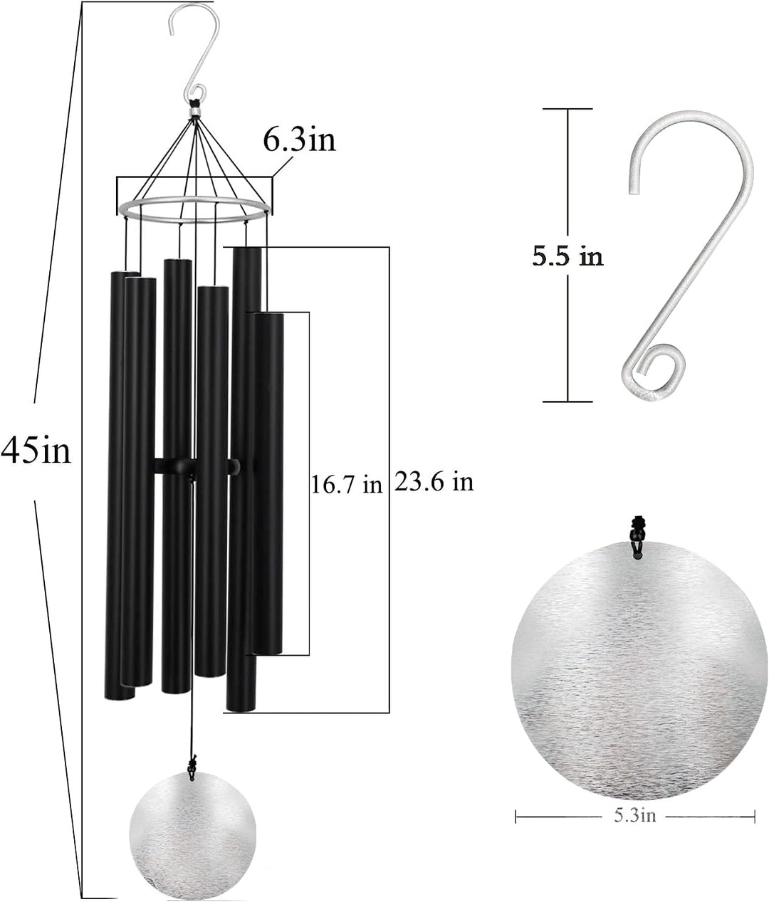 RSTTY Windspiel für den Aussenbereich, grosser tiefer Ton, grosses Windspiel, erstaunliche Anmutung,
