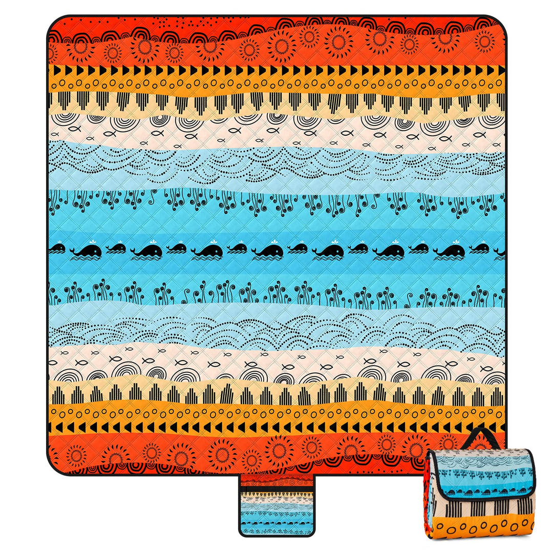Outdoor Picknickdecke Wasserdicht, 200x200cm Stranddecke Sandfrei mit Wärmeisoliert Unterseite, Trag