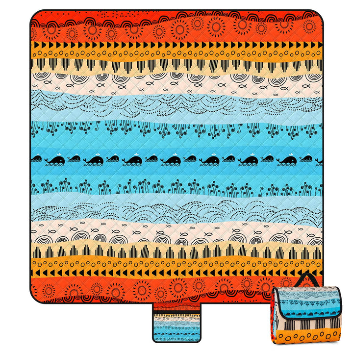 Outdoor Picknickdecke Wasserdicht, 200x200cm Stranddecke Sandfrei mit Wärmeisoliert Unterseite, Trag