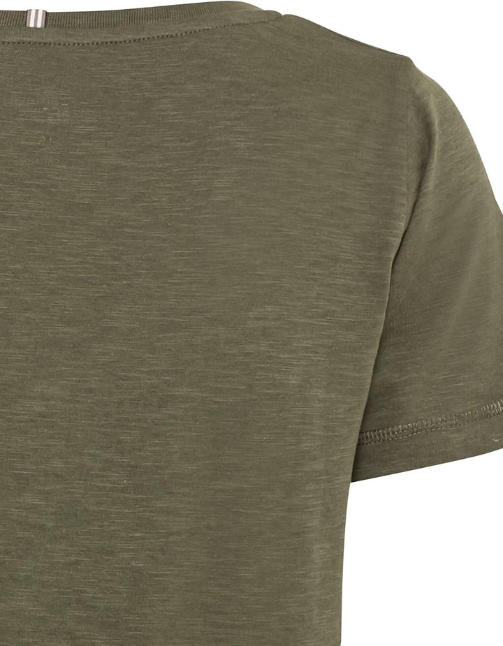 camel active Damen V-Neck T-Shirt aus Organic Cotton XS Olive, XS Olive