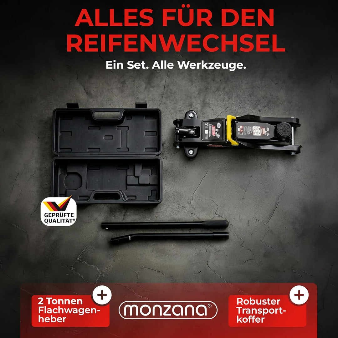 Deuba® hydraulischer Wagenheber 2 Tonnen Flache Hubhöhe 85-330mm inkl. Koffer inkl. Gummiauflage KFZ