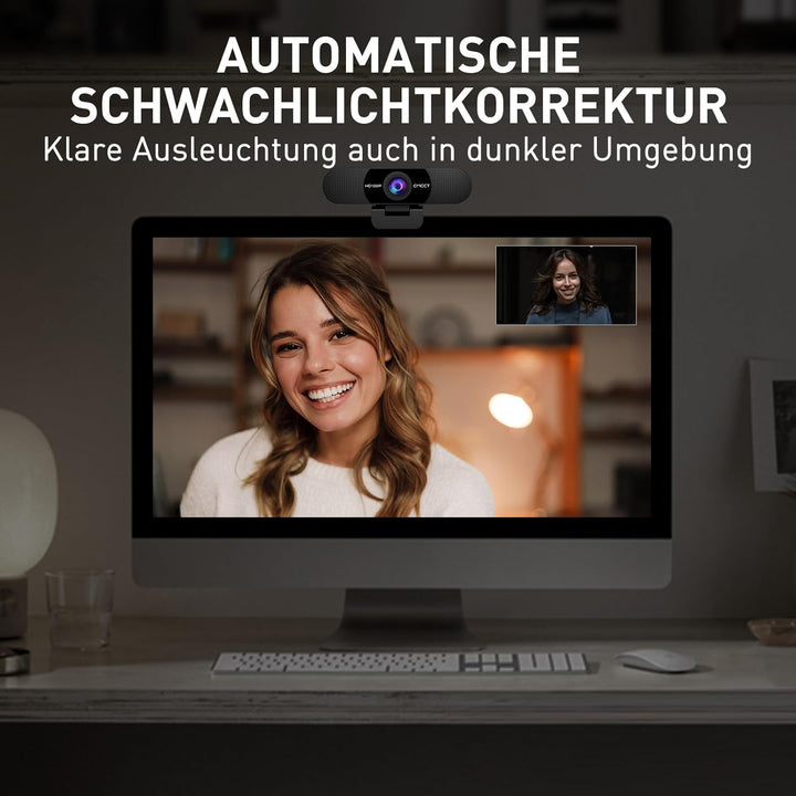 EMEET Full HD Webcam - C960 Kit 1080P Webcam mit Objektivabdeckung & Dual Mikrofon, 90 ° Streaming K