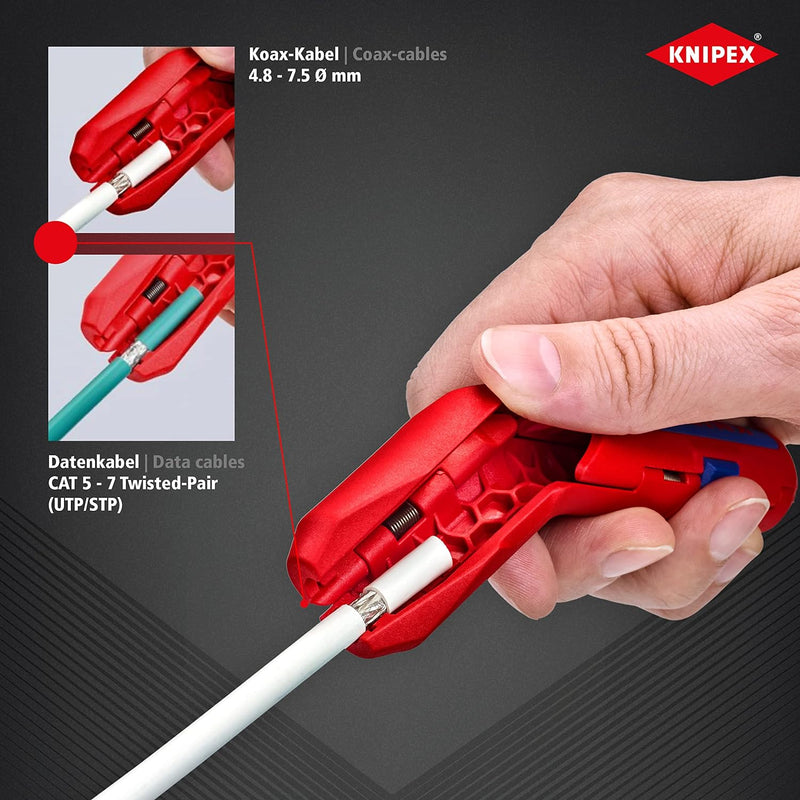 KNIPEX ErgoStrip Universal-Abmantelungswerkzeug (135 mm) 16 95 01 SB & Abmantelungswerkzeug mit Schl