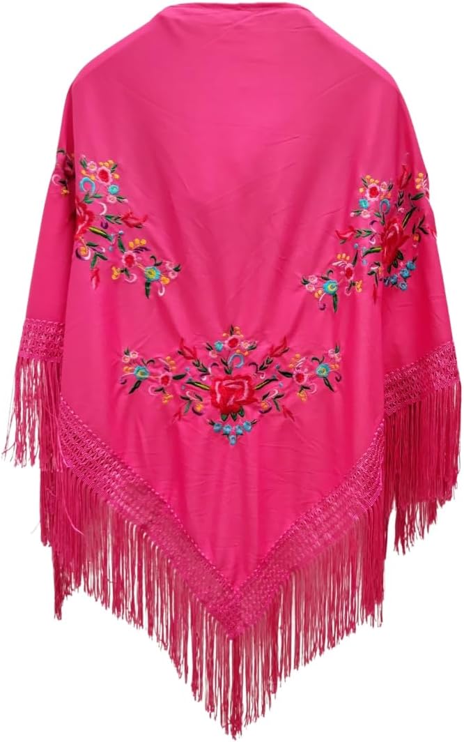 Schal mit Blumenstickerei mit Zubehör Dunkelfuchsia, 3 Blumen, Dunkelfuchsia, 3 Blumen