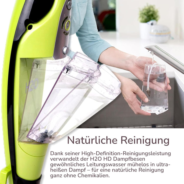 H2O HD PRO 2-in-1 Dampfreiniger & Handdampfer Set – 1500W Dampfbesen, 450ml Tank & H2O E3 System – F