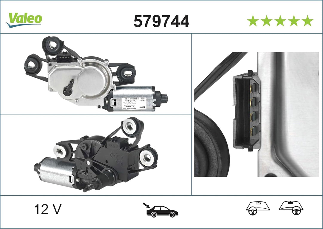 VALEO 579744 Wischermotor VALEO Heckwischermotor 579744 SEAT ALTEA 5P1 5P5 5P8 LEON 1P1 TOLEDO