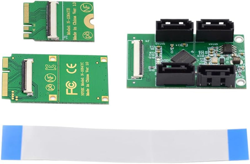 xiwai Mini PCI-E & NGFF A+E auf SATA 3.0 4 Ports Adapterkabel 6 Gbit/s – Erweitern Sie Ihre SSD Spei