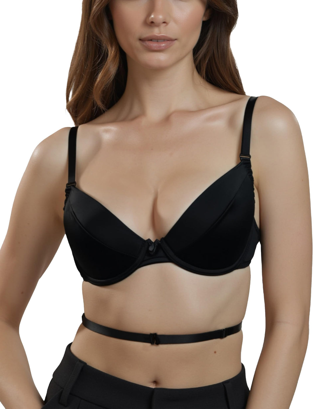 VIVISENCE Kate 1011 Push-Up BH Dame Maximizer Multiway Rückenfrei Abnehmbar 70F Schwarz, 70F Schwarz