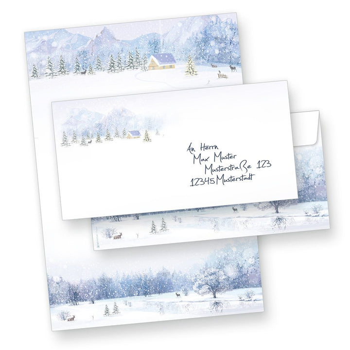 Briefpapier Weisse Weihnachten 25 Sets ohne Fenster Weihnachtsbriefpapier mit Umschläge weihnachtlic