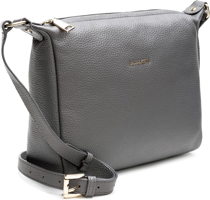 Lazarotti Bologna Leder Umhängetasche Damen | verstellbarer Schultergurt | grosse Crossbody Bag | Sc