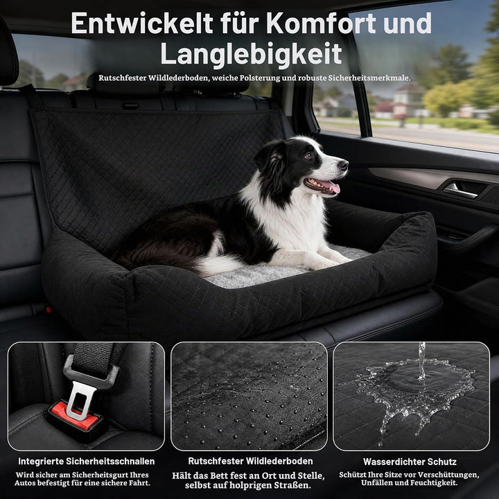 Hunde Autositz für Grosse Hunde Hundesitz Auto Rückbank 90x56x48cm mit Sicherheitsgurten Waschbarer