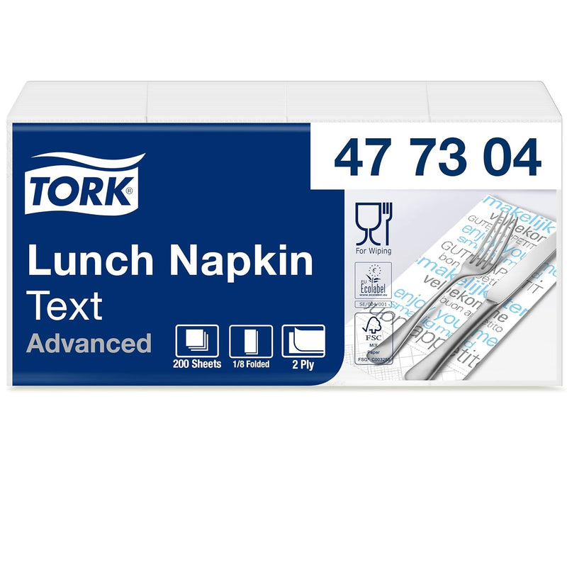 Tork 477304 Lunchservietten Text 1/8 gefaltet / 2-lagige Papierservietten für Snacks und kleine Geri