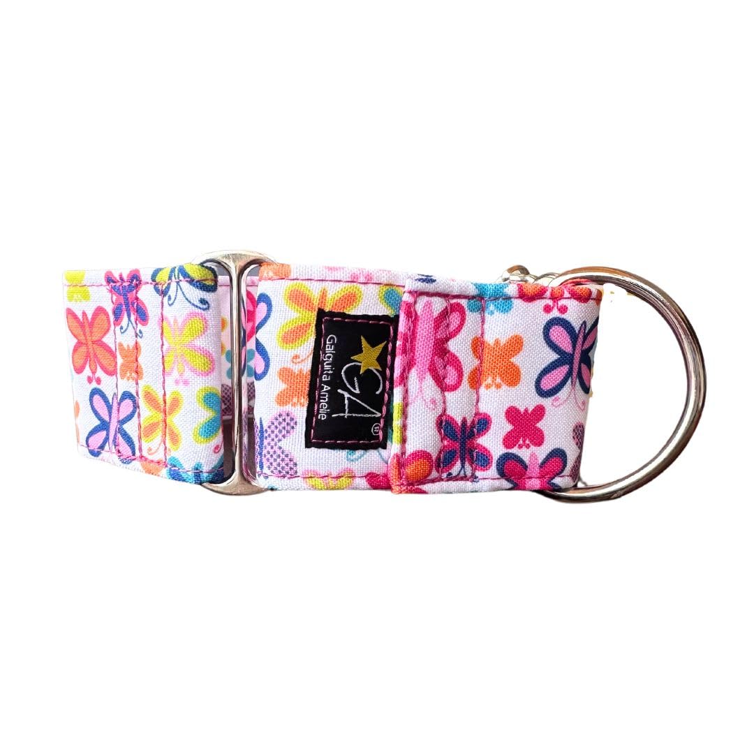 Galguita Amelie, 4 cm breit, Grösse L (40-49 cm), Hundehalsband gegen Auslaufen. Schmetterlinge 4cm