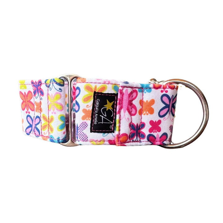 Galguita Amelie, 4 cm breit, Grösse L (40-49 cm), Hundehalsband gegen Auslaufen. Schmetterlinge 4cm