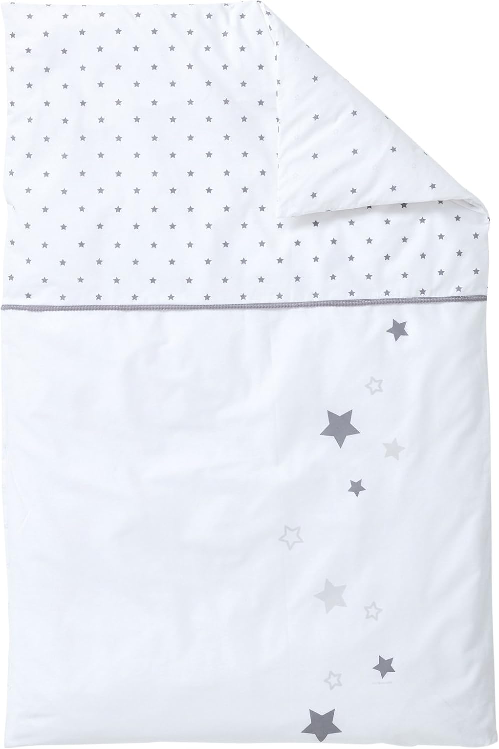 Vertbaudet Baby-Bettbezug Sternenregen weiss/grau 100X120 100X120 Weiss/Grau, 100X120 Weiss/Grau