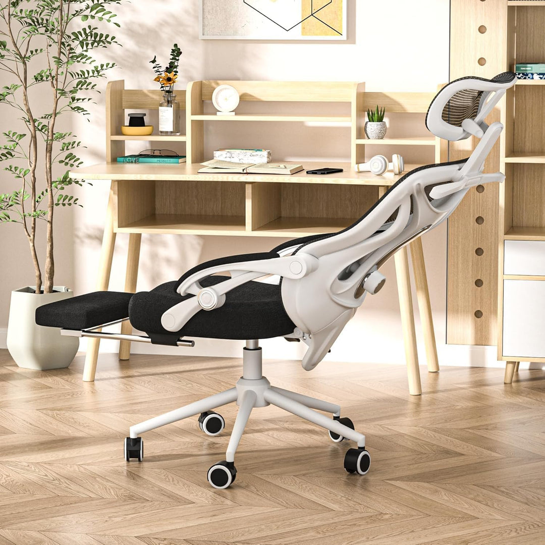 CYKOV Ergonomischer Bürostuhl mit Fussstütze, Büro Stuhl & Gaming Stuhl 150 kg+, 90-160° Verstellbar