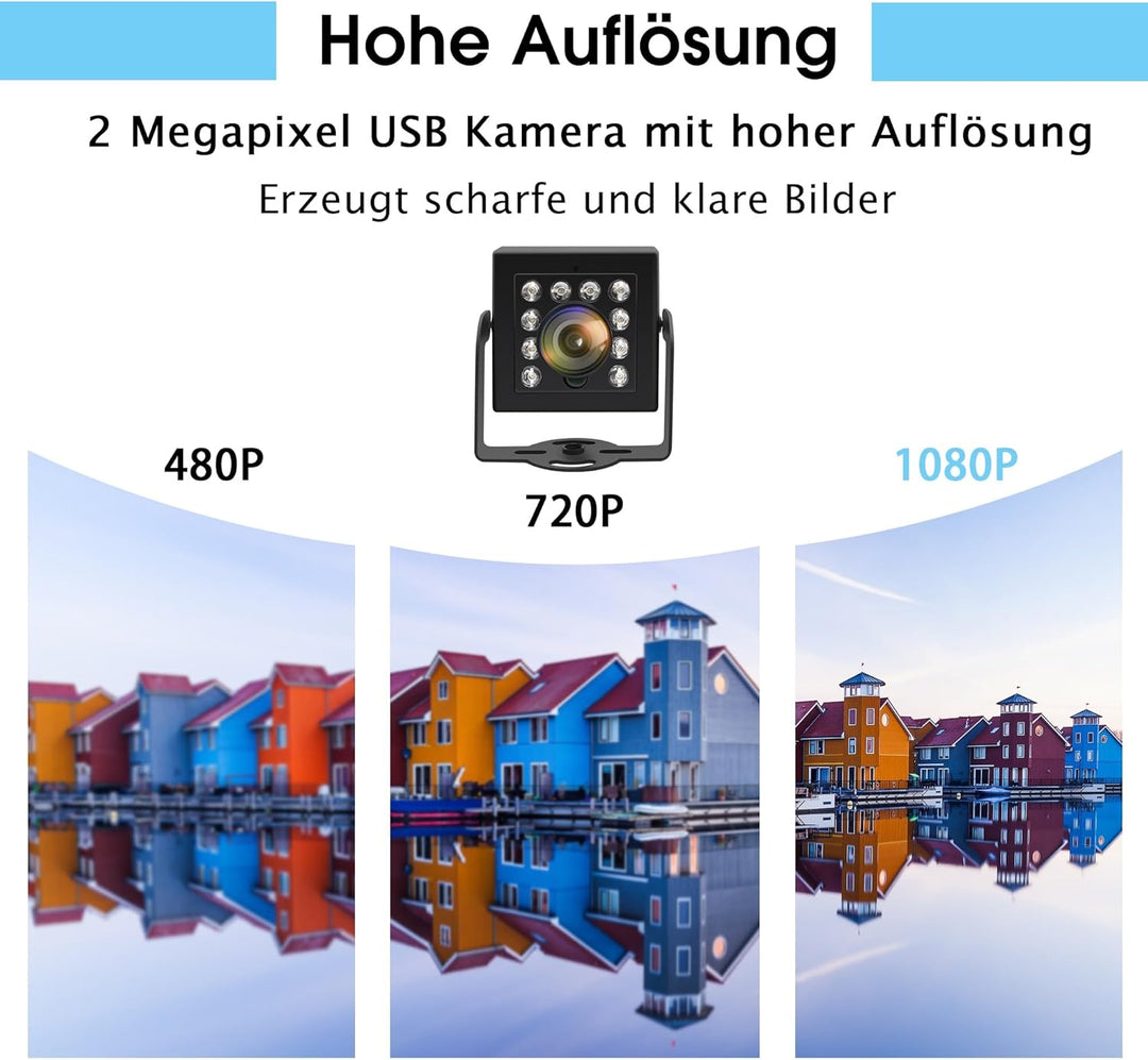 170 Grad Weitwinkel Fischaugen USB Kamera, 1080P 30fps/60fps/100fps Hochgeschwindigkeits Mini Webcam