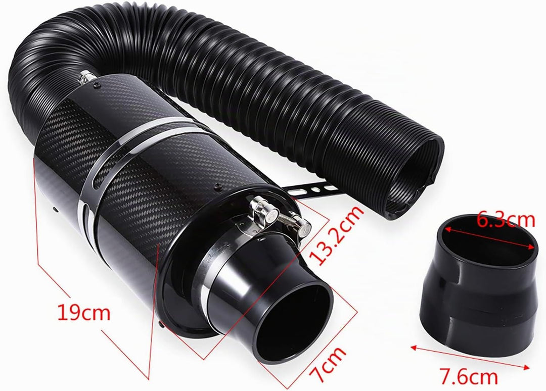 TKSE Induktions Kit, Universal Luftfilter, Universal Auto 3 "Carbon-Faser-Kaltluftfilter-Zufuhr beil