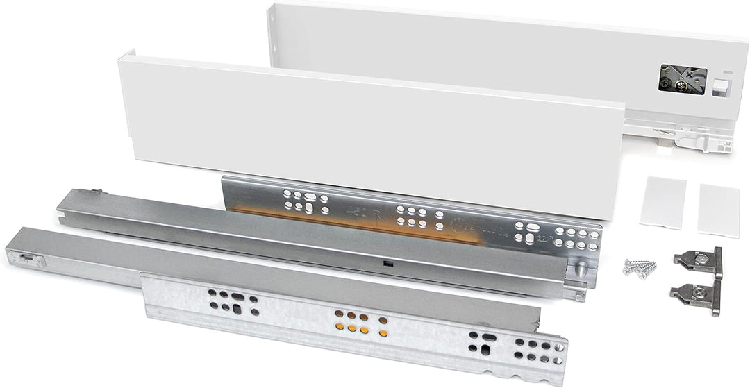 Emuca - Schubladen-Kit für Küche und Bad, H. 93 mm, T. 500 mm, 40 Kg, sanftes Schliessen, Panels nic