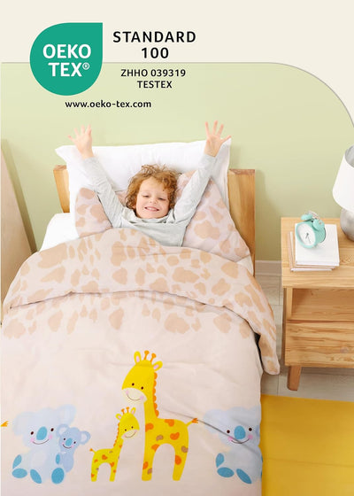 Gräfenstayn® 2-tlg. Kinderbettwäsche Set mit Tiermotiv und integriertem Reissverschluss - aus 100% B