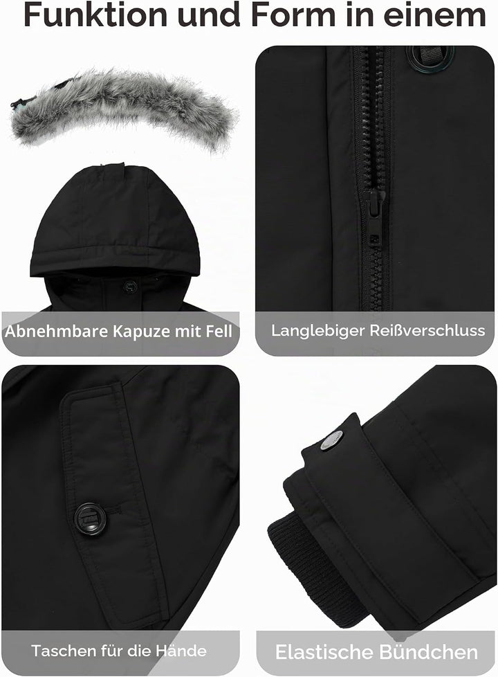 Wantdo Damen Winter Warm Puffer Mantel Wasserabweisend Outdoor Jacke Winddichte Oberbekleidung Mante