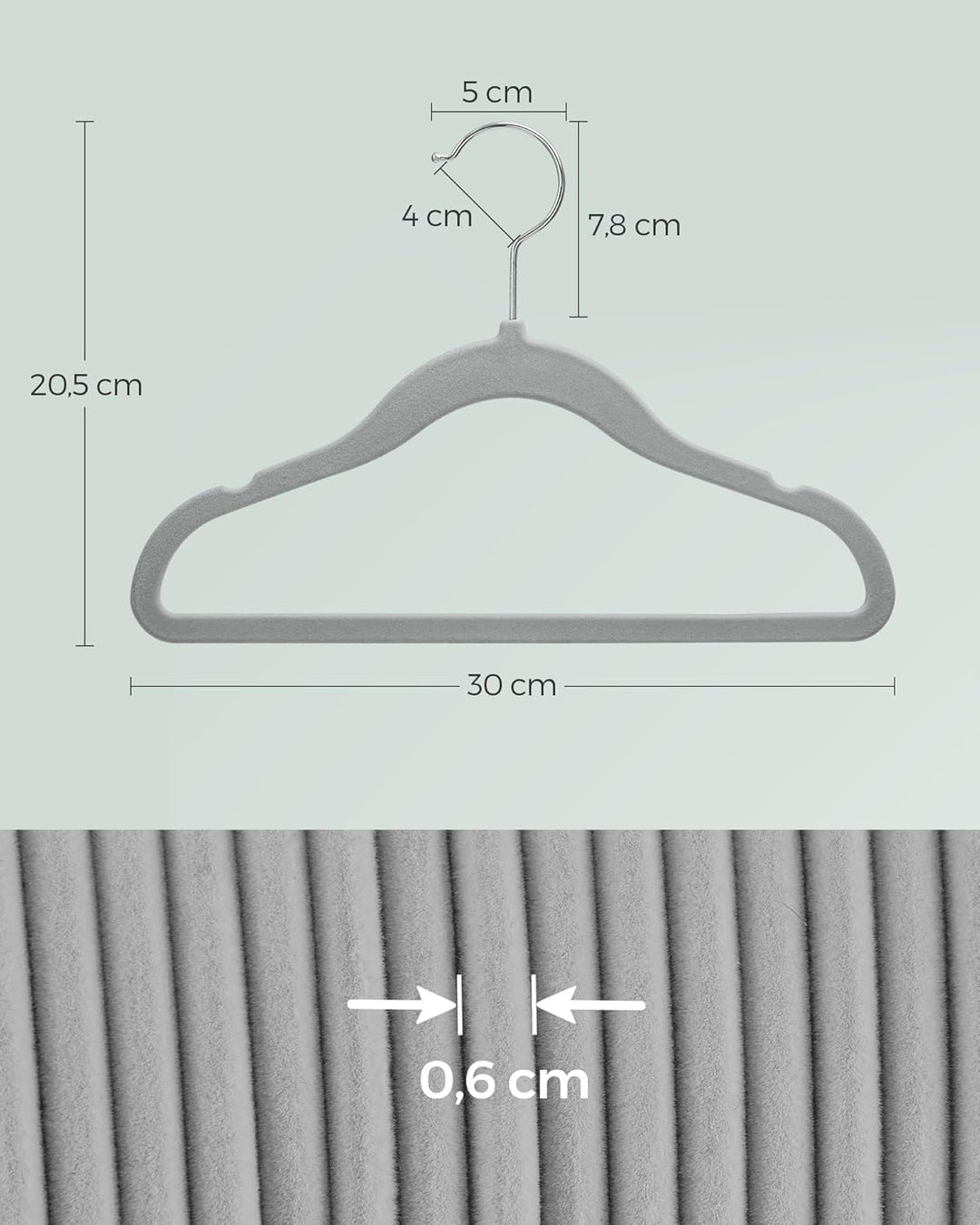 SONGMICS Kinderkleiderbügel, 30er Set Kleiderbügel Kinder, Baby-Kleiderbügel, Bügel Samt, 360° drehb