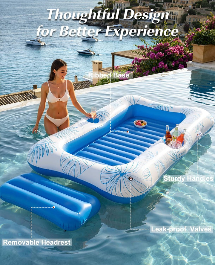 HeySplash Aufblasbares Pool Luftmatratze mit Tassenhalter, Pool Aufblasbares Bett in Meerjungfrau Sc