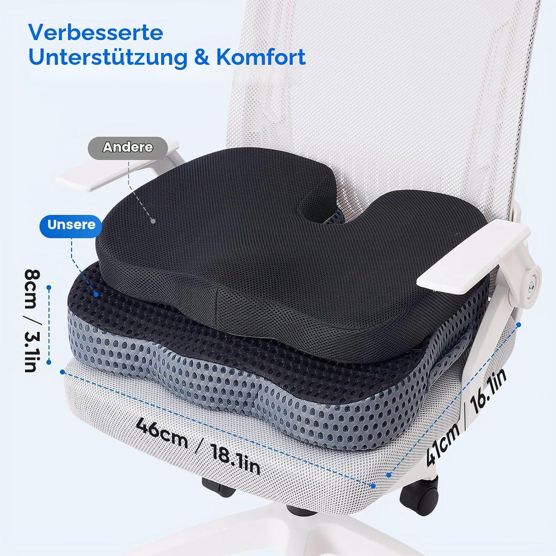 Qutool Sitzkissen, Grosses Ergonomisches Sitzkissen Bürostuhl– Komfortabler Unterstützung, Sitzpolst
