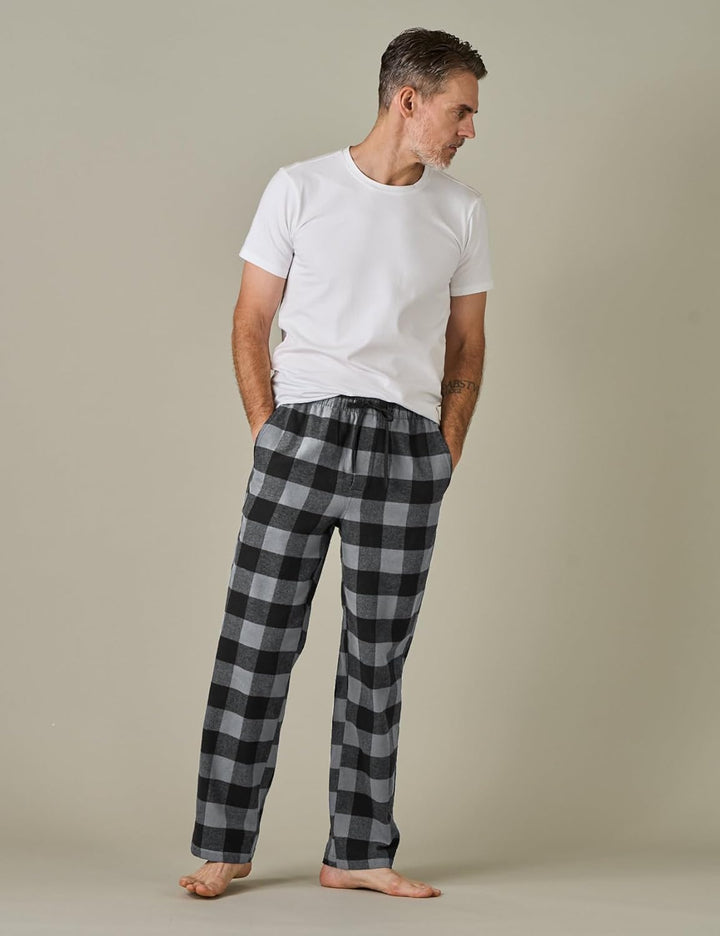 LAPASA Herren Fleece Pyjamahose Relaxed Fit Lounge Hose M128 M Wärmer: Baumwollflanell Baumwollflane