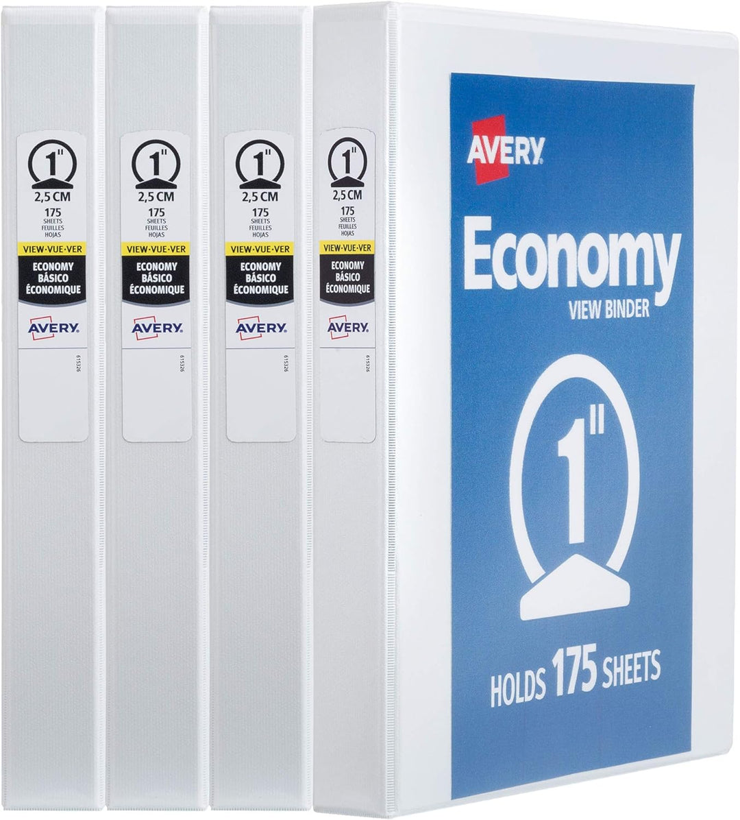 Avery Mini Economy View 17702 Ringbücher, 2,5 cm runde Ringe, für 14 x 21,6 cm Papier, Weiss, 4 Stüc
