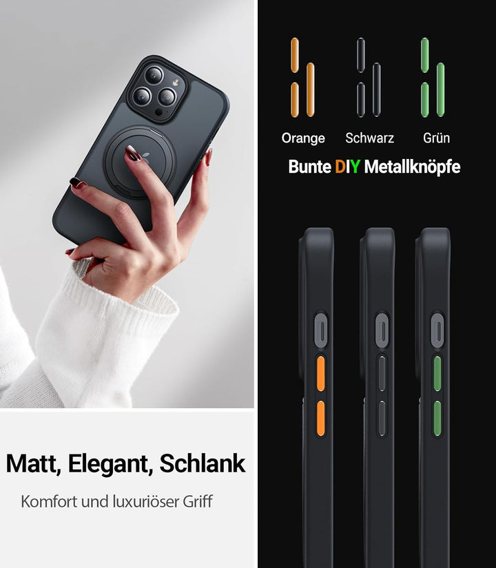 TORRAS 360° Magnetischer Ring Ständer für iPhone 14 Pro Max Hülle mit MagSafe [Zertifiziert Stossfes